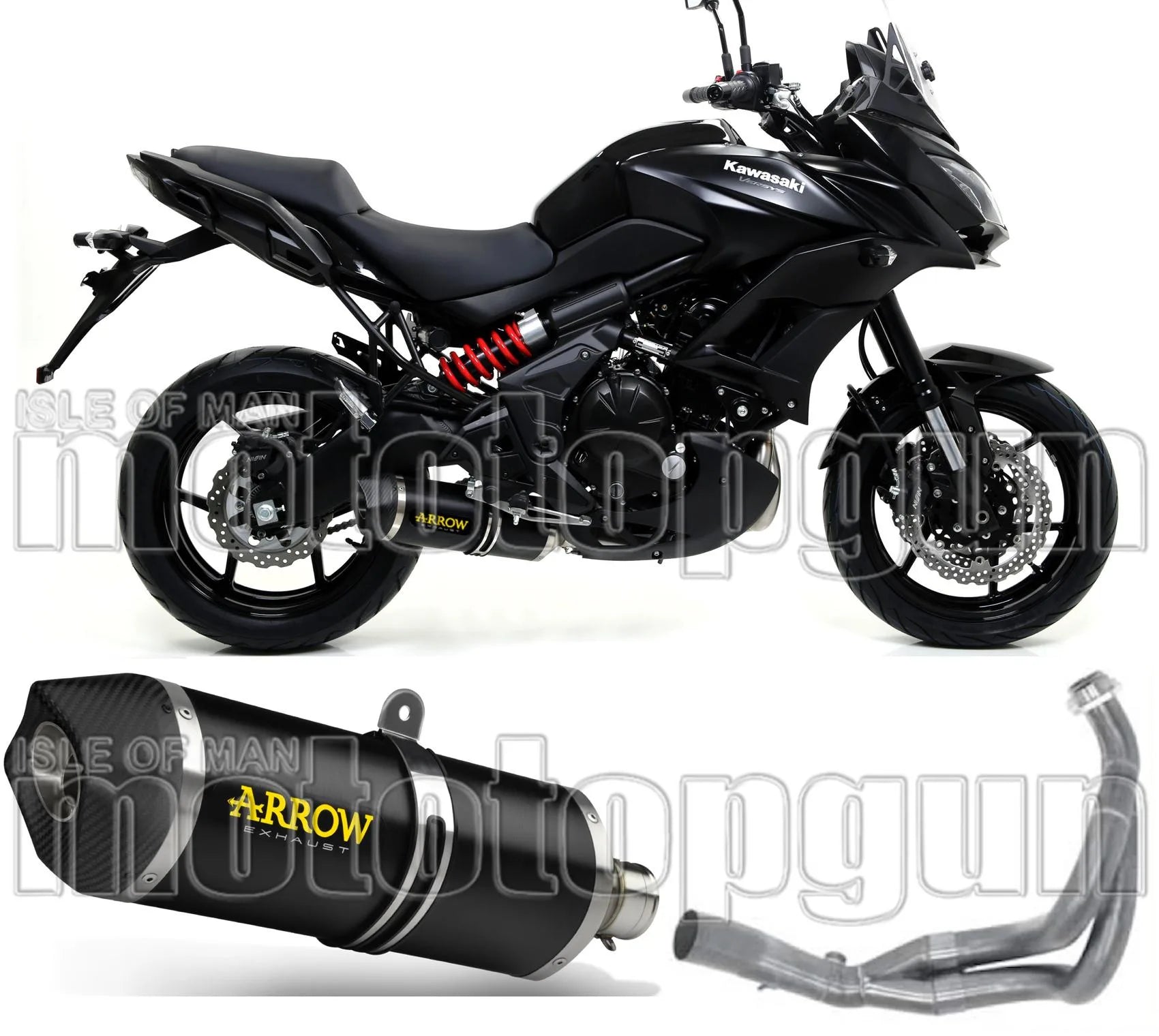Complete Non-Catalytic Exhaust System With Sound Certification Race-Tech Black Aluminium Carbon - Arrow Special Parts Compatible With Kawasaki Versys 650 (2017-2022)