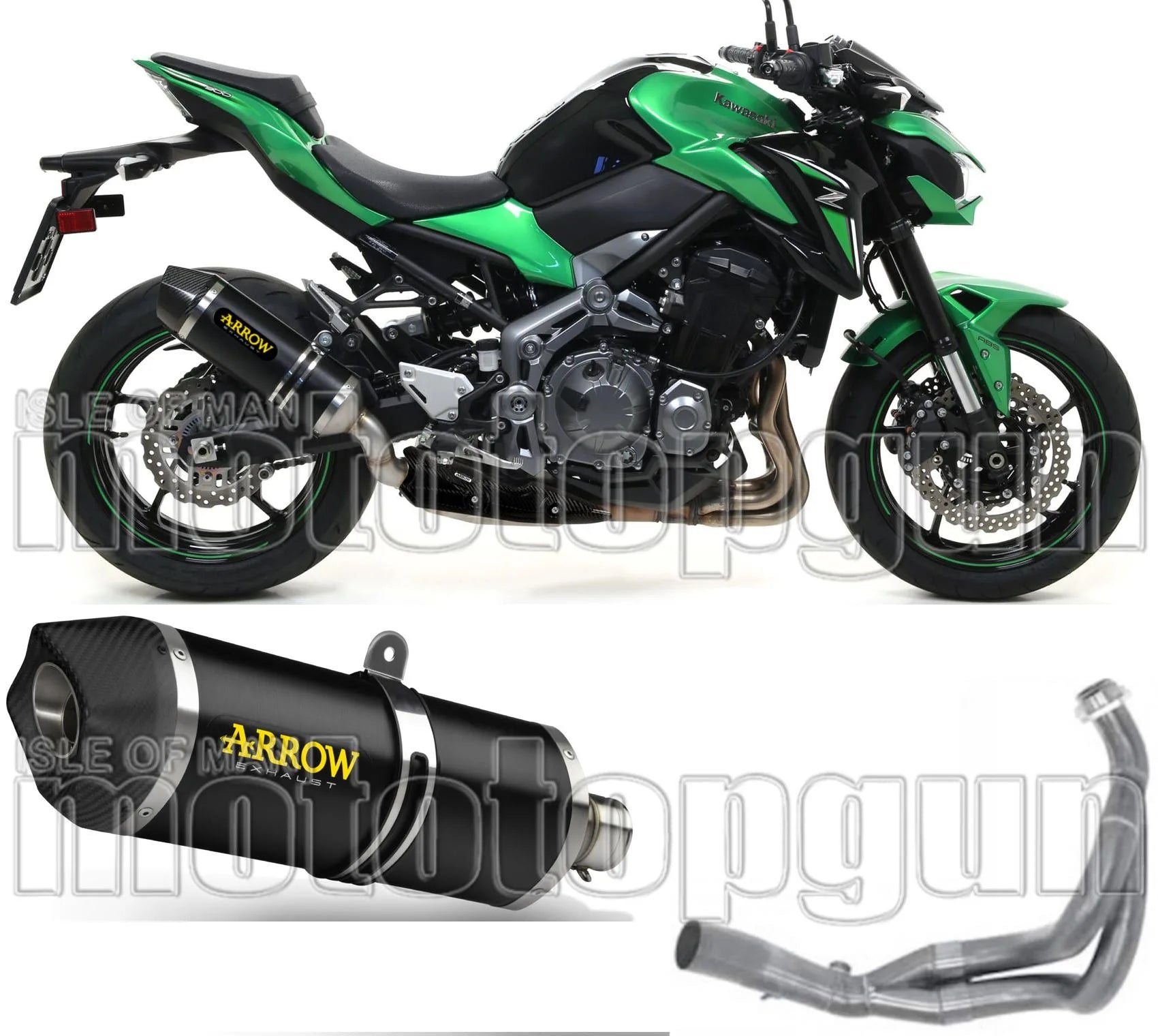 Complete Non-Catalytic Exhaust System With Sound Certification Race-Tech Black Aluminium Carbon - Arrow Special Parts Compatible With Kawasaki Z 900 A2 (2019-2024)