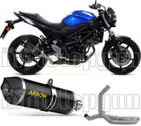 Complete Non-Catalytic Exhaust System With Sound Certification Race-Tech Black Aluminium Carbon - Arrow Special Parts Compatible With Suzuki Sv 650 (2016-2024)