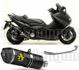 Complete Non-Catalytic Exhaust System With Sound Certification Race-Tech Black Aluminium Carbon - Arrow Special Parts Compatible With Yamaha Xp 530 T-Max (2012-2016)