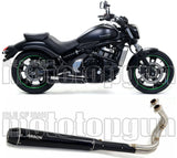 Complete Non-Catalytic Exhaust System With Sound Certification Rebel Black Aluminium Carbon - Arrow Special Parts Compatible With Kawasaki Vulcan 650 S Cafe (2017-2020)