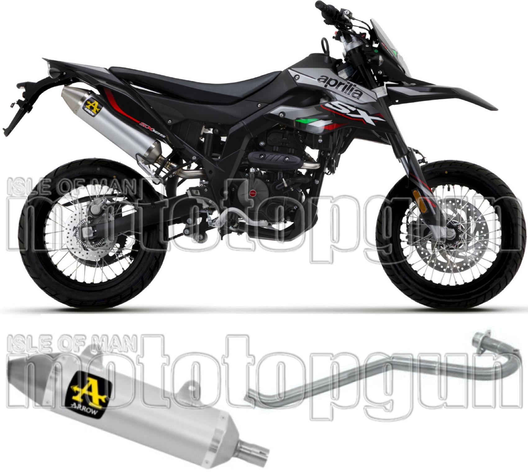 Complete Non-Catalytic Exhaust System With Sound Certification Thunder Aluminium Stainless Steel - Arrow Special Parts Compatible With Aprilia Rx - Sx 125 4T (2018-2020)