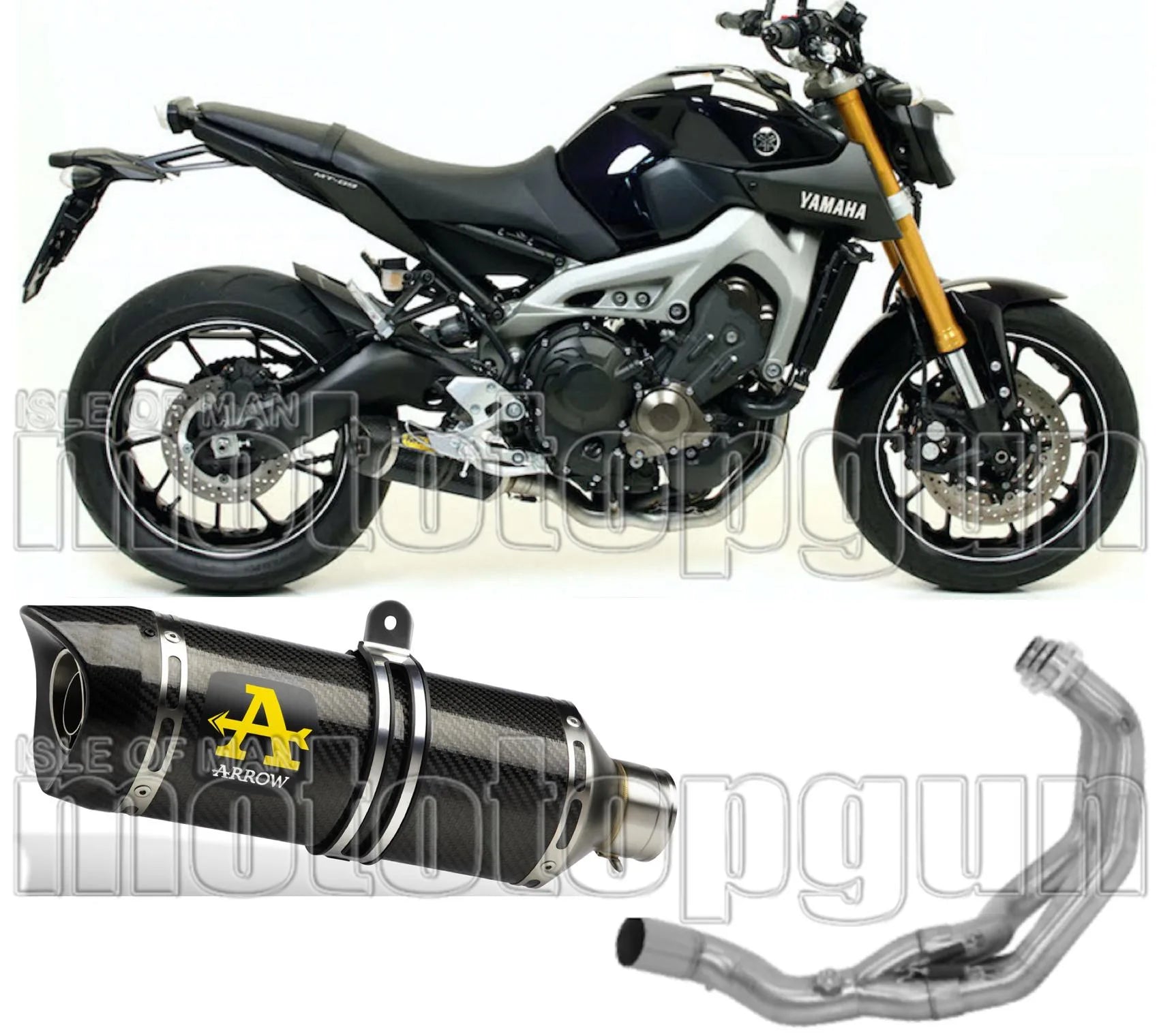 Complete Non-Catalytic Exhaust System With Sound Certification Thunder Carbon Carbon - Arrow Special Parts Compatible With Yamaha Mt-09 (2013-2020)