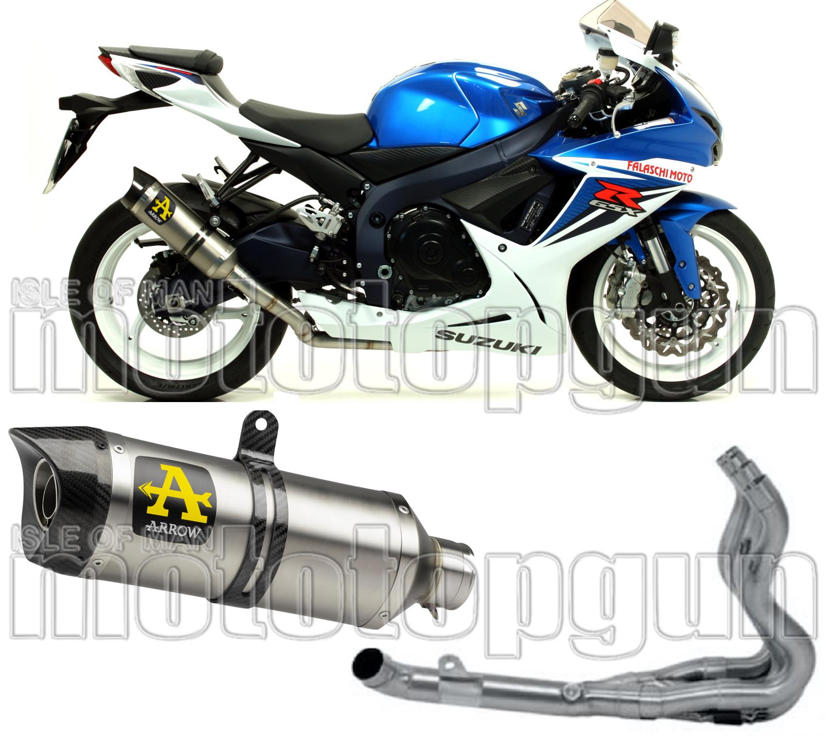Complete Non-Catalytic Exhaust System With Sound Certification Thunder Aluminium Carbon - Arrow Special Parts Compatible With Suzuki Gsx-R 600 Ie (2011-2016)