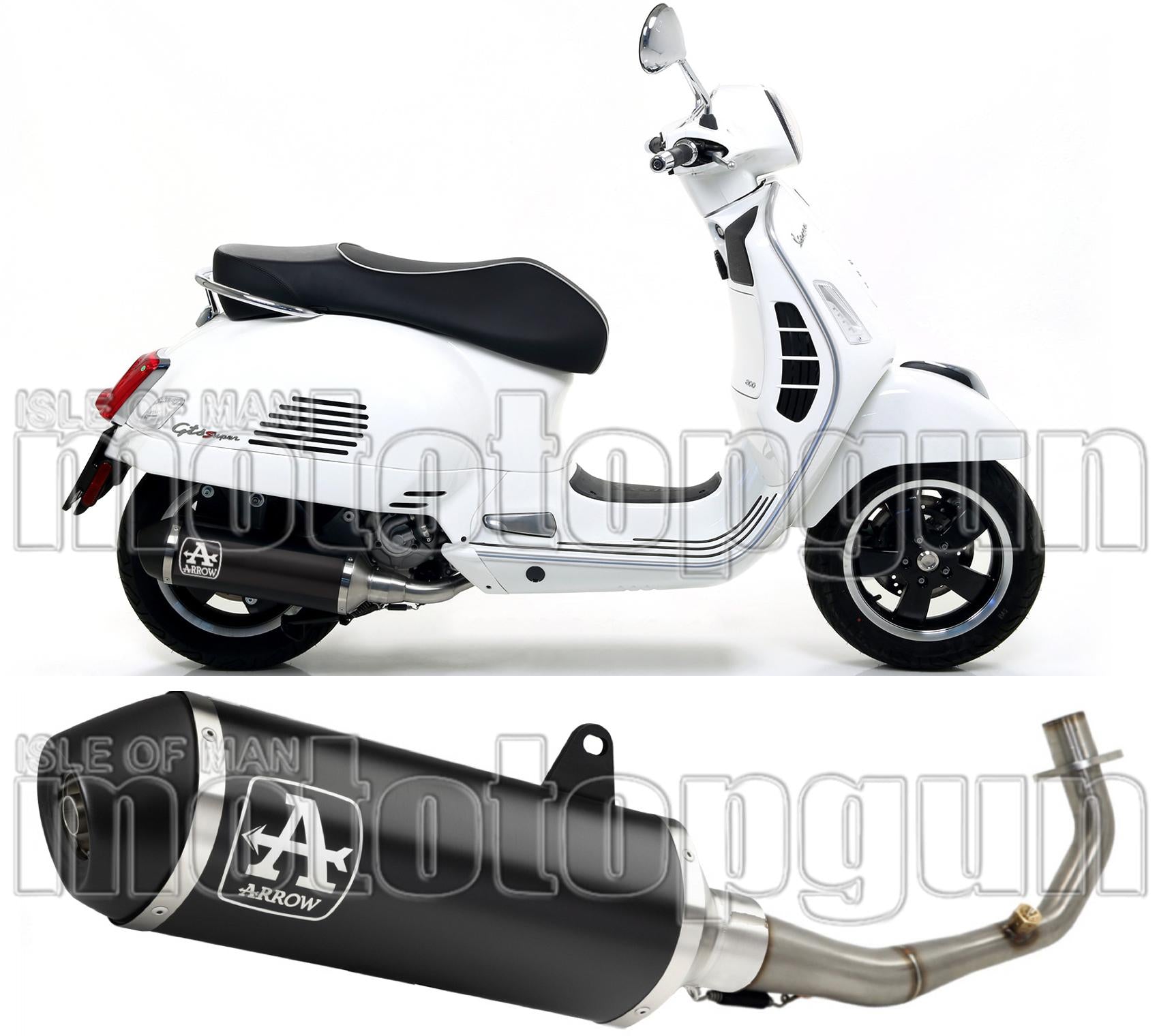 Complete Non-Catalytic Exhaust System With Sound Certification Urban Black Aluminium Stainless Steel Black - Arrow Special Parts Compatible With Piaggio Vespa Gts 125 (2008-2016)