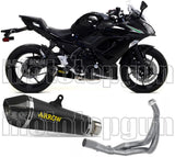 Complete Non-Catalytic Exhaust System With Sound Certification X-Kone Black Nichrom Carbon - Arrow Special Parts Compatible With Kawasaki Z 650 (2017-2020)