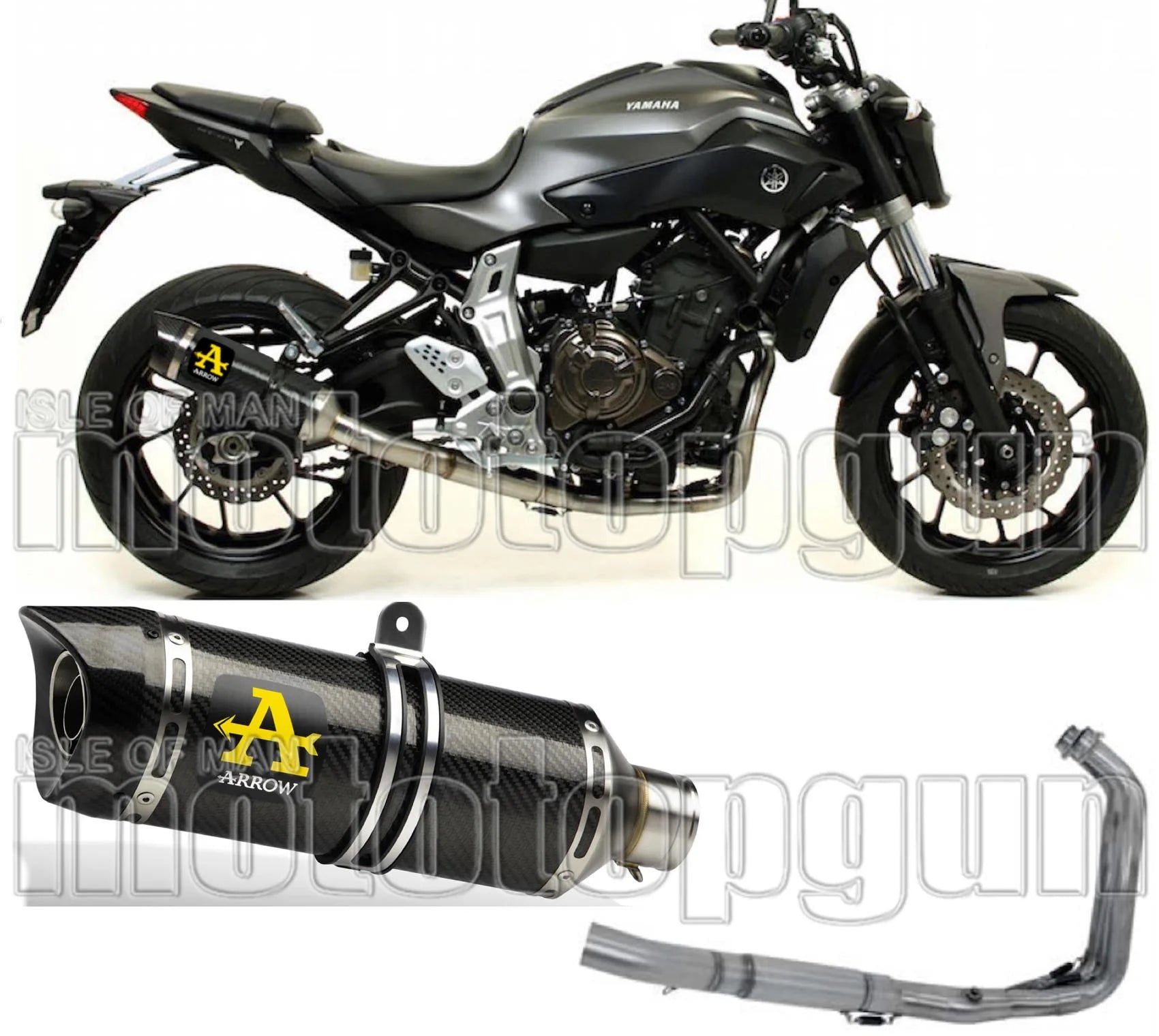 Complete Non-Catalytic Exhaust System With Sound Certification Thunder Carbon Carbon - Arrow Special Parts Compatible With Yamaha Tracer 700 (2016-2019)