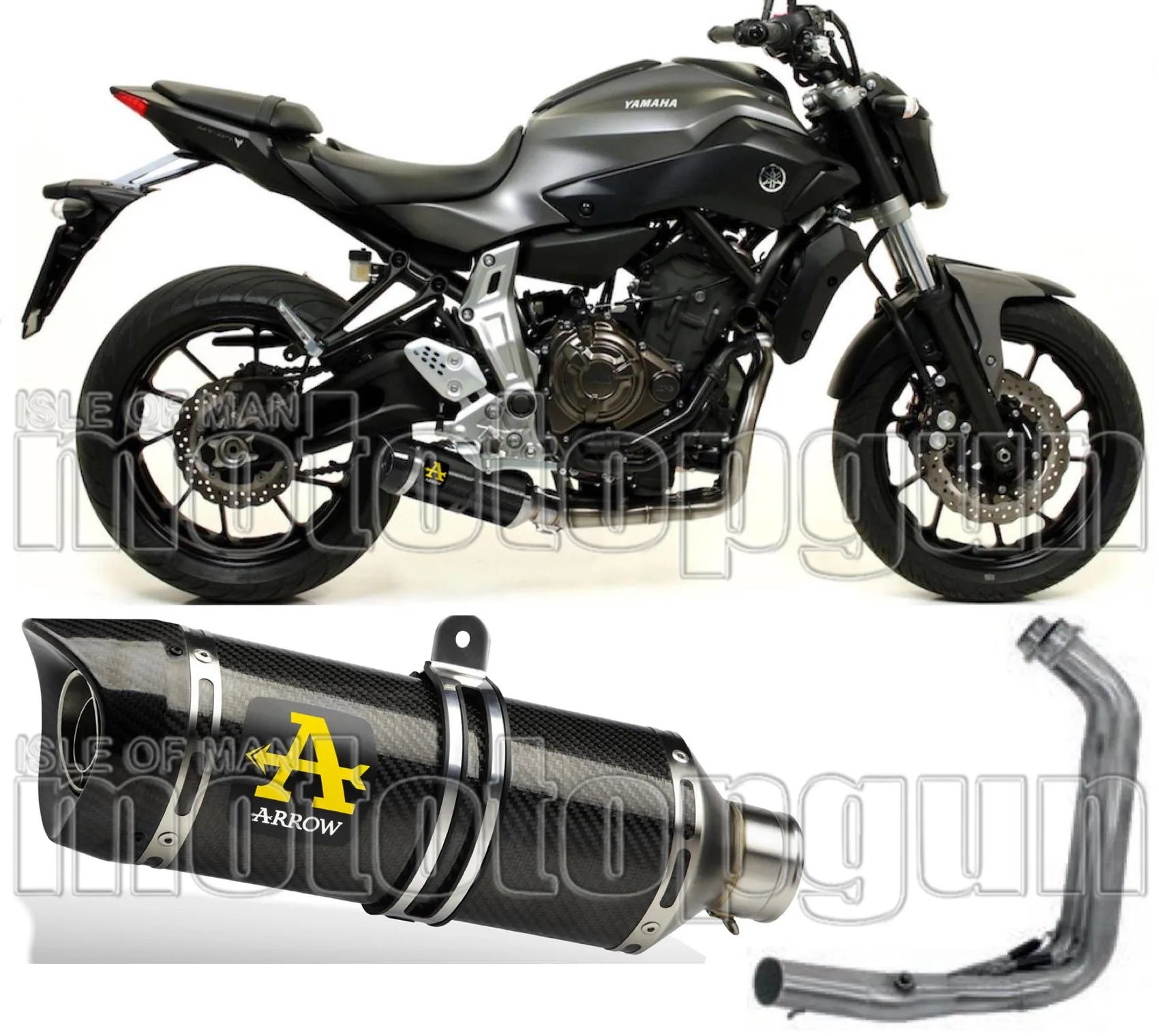 Complete Non-Catalytic Exhaust System With Sound Certification Thunder Carbon Carbon - Arrow Special Parts Compatible With Yamaha Mt-07 (2014-2020)