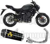 Complete Non-Catalytic Exhaust System With Sound Certification Works Black Nichrom Carbon - Arrow Special Parts Compatible With Yamaha Tracer 7 (2021-2024)