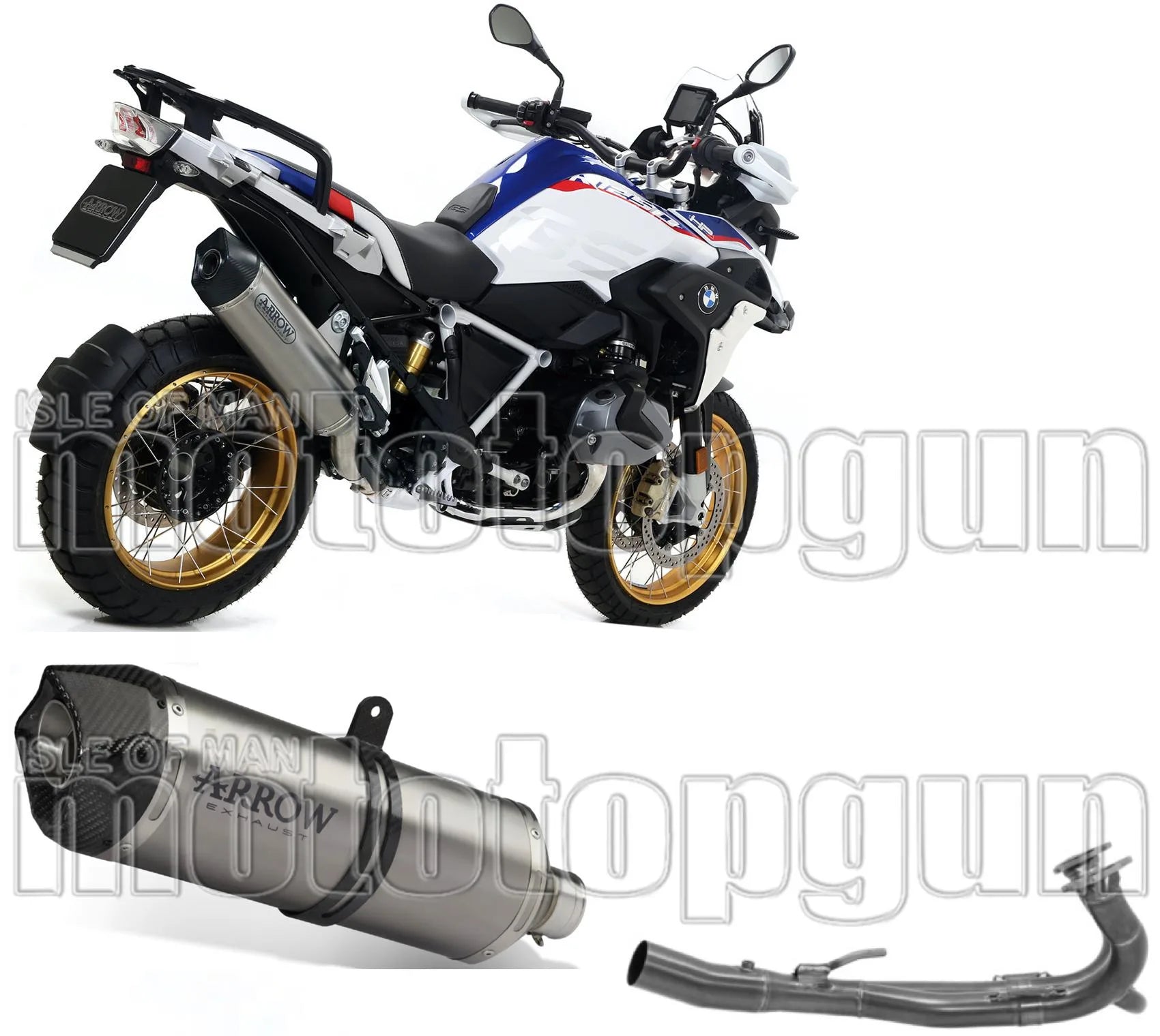 Complete Non-Catalytic Exhaust System With Sound Certification Maxi Race-Tech Aluminium Carbon - Arrow Special Parts Compatible With Bmw R 1250 Gs (2019-2024)