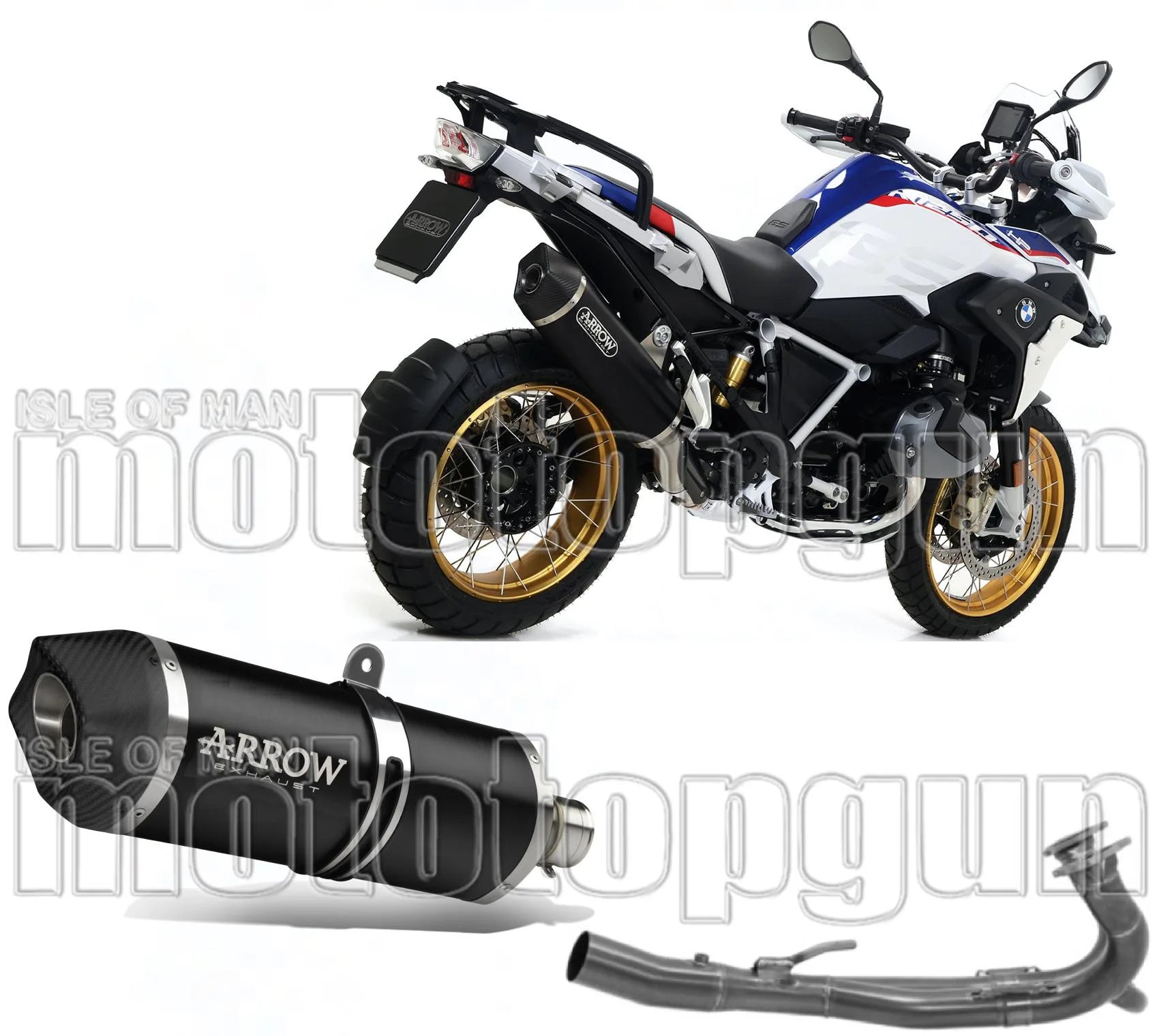 Complete Non-Catalytic Exhaust System With Sound Certification Maxi Race-Tech Black Aluminium Carbon - Arrow Special Parts Compatible With Bmw R 1250 Gs (2019-2024)