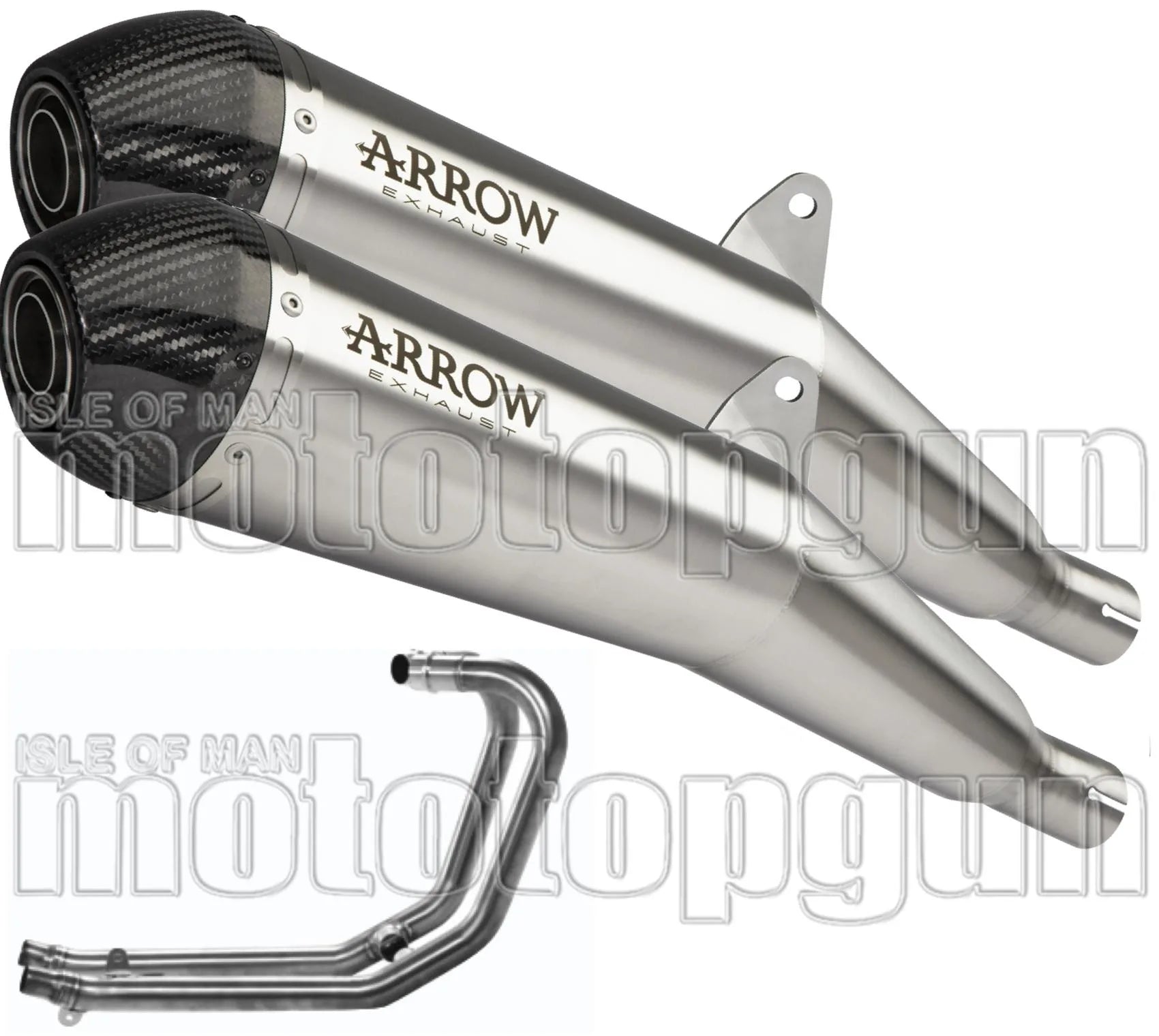 Complete Non-Catalytic Exhaust System With Sound Certification Pro-Racing Nichrom Carbon - Arrow Special Parts Compatible With Triumph Thruxton 1200 (2016-2020)