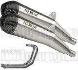 Complete Non-Catalytic Exhaust System With Sound Certification Pro-Racing Nichrom Carbon - Arrow Special Parts Compatible With Triumph Thruxton 1200 (2016-2020)