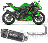 Complete Non-Catalytic Exhaust System With Sound Certification Indy-Race Evo Black Aluminium Carbon - Arrow Special Parts Compatible With Kawasaki Zx 4R (2024-2026)