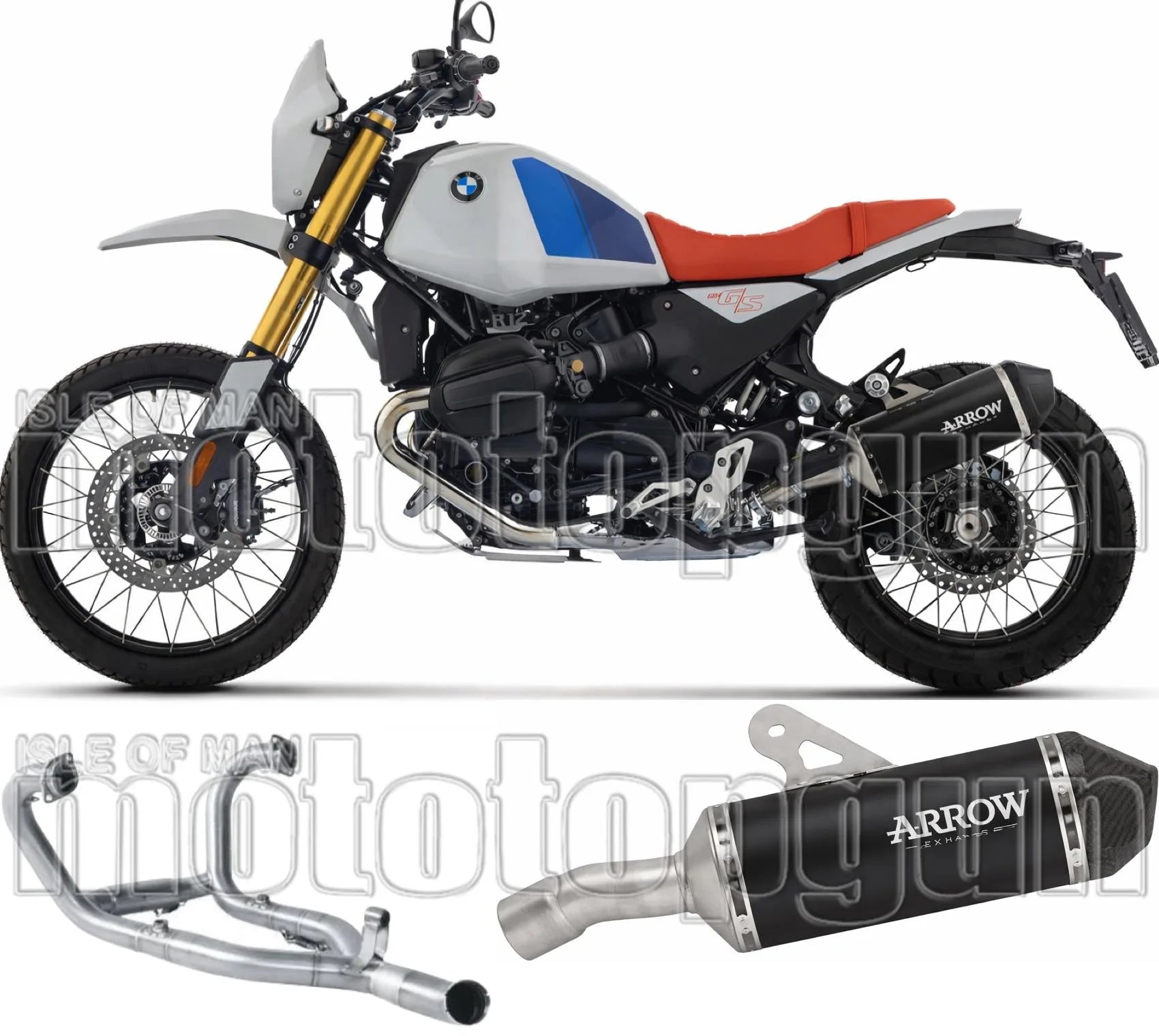 Complete Non-Catalytic Exhaust System With Sound Certification Explorer Black Aluminium Carby End Cap - Arrow Special Parts Compatible With Bmw R12 G - S (2025-2026)
