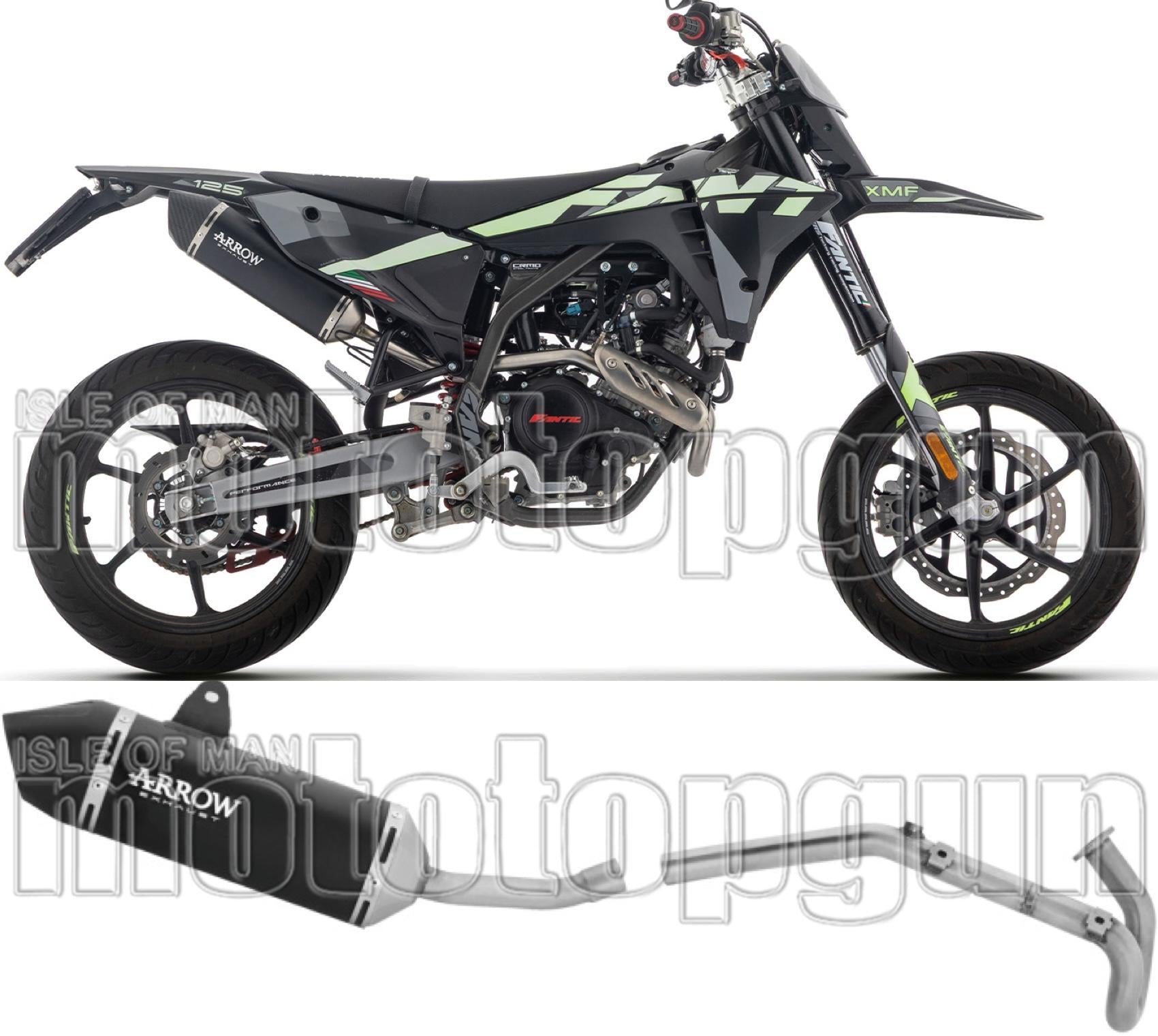 Complete Non-Catalytic Exhaust System With Sound Certification Icon Black Aluminium Carby End Cap - Arrow Special Parts Compatible With Fantic Motor Xef 125 (2025-2026)