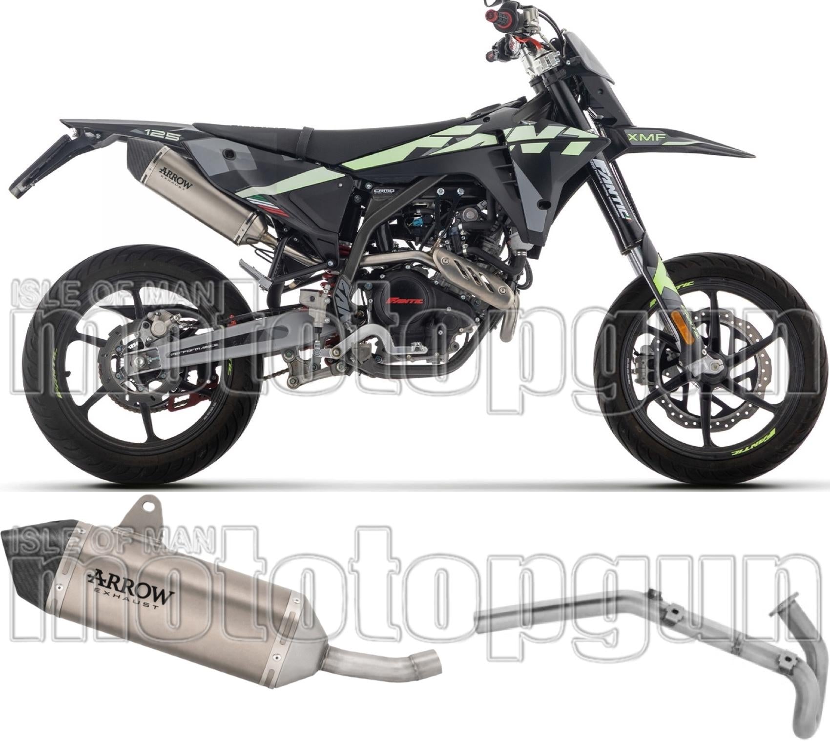 Complete Non-Catalytic Exhaust System With Sound Certification Icon Titanium Carby End Cap - Arrow Special Parts Compatible With Fantic Motor Xef 125 (2025-2026)