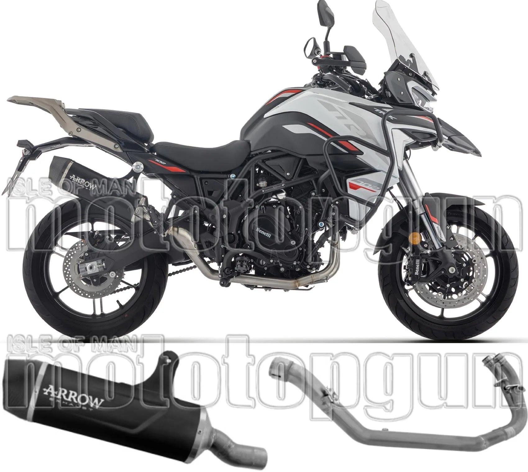 Complete Non-Catalytic Exhaust System With Sound Certification Indy Race Black Aluminium Carby End Cap - Arrow Special Parts Compatible With Benelli Trk 702 - X (2025-2026)