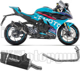 Complete Non-Catalytic Exhaust System With Sound Certification Indy-Race Evo Black Aluminium Carby End Cap - Arrow Special Parts Compatible With Cfmoto 450 Sr (2025-2026)
