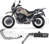 Complete Non-Catalytic Exhaust System With Sound Certification Indy-Race Evo Black Aluminium Carby End Cap - Arrow Special Parts Compatible With Moto Guzzi V85 Tt (2025-2026)
