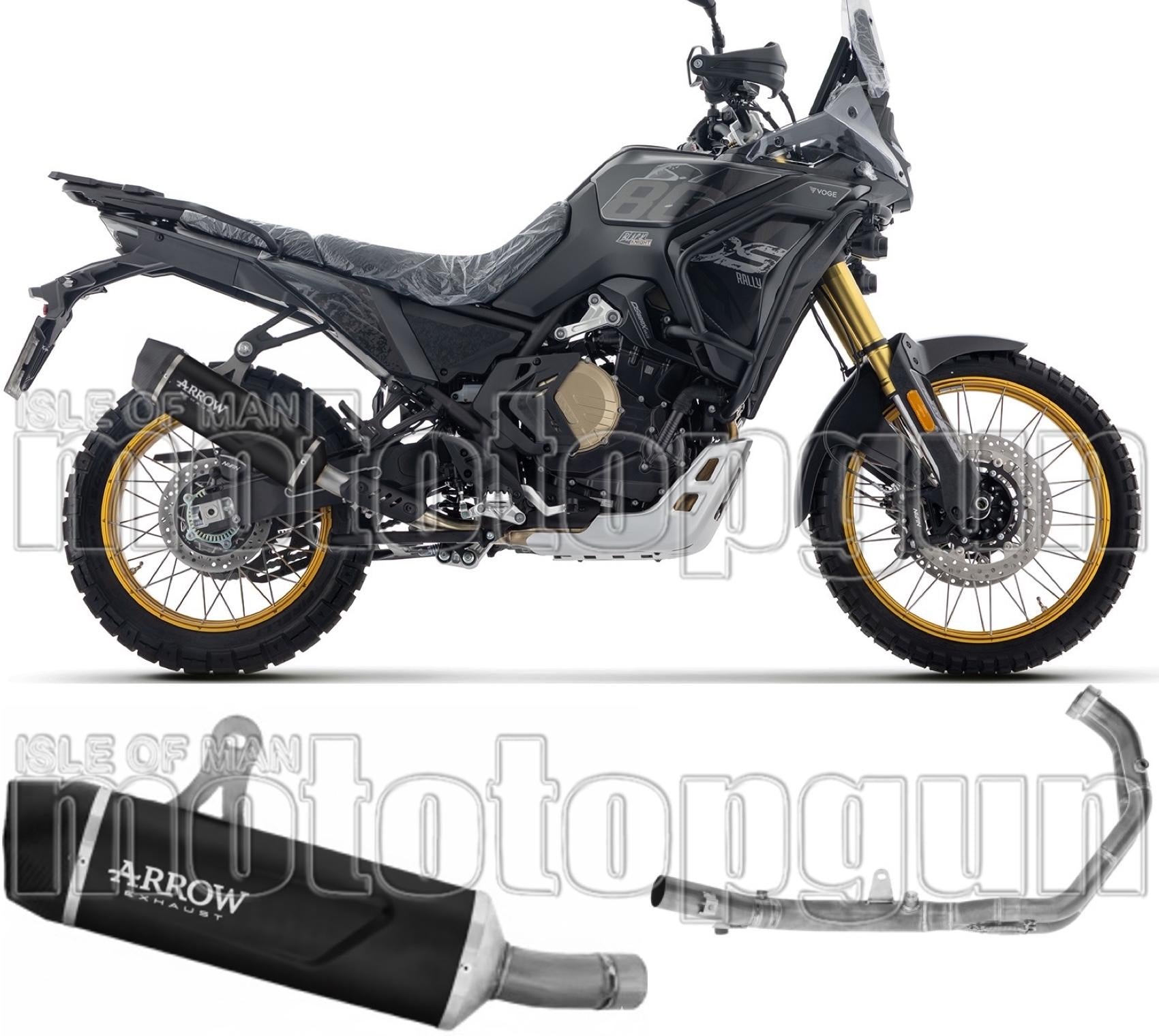 Complete Non-Catalytic Exhaust System With Sound Certification Indy-Race Evo Black Aluminium Steel End Cap - Arrow Special Parts Compatible With Voge Valico 800 Dsx Rally (2025-2026)