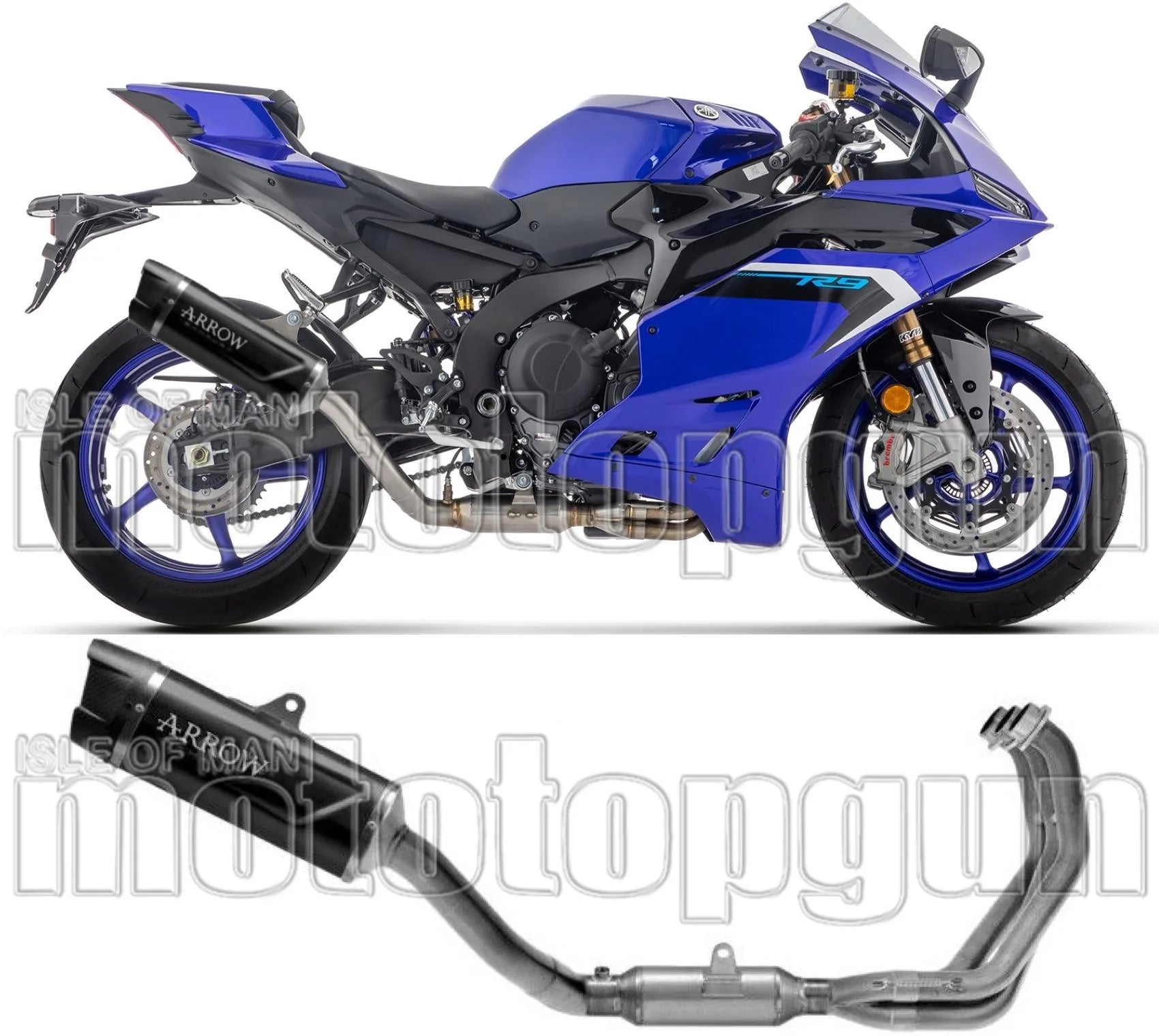 Complete Non-Catalytic Exhaust System With Sound Certification Indy-Race Evo Black Aluminium Carby End Cap - Arrow Special Parts Compatible With Yamaha Yzf R9 (2025)