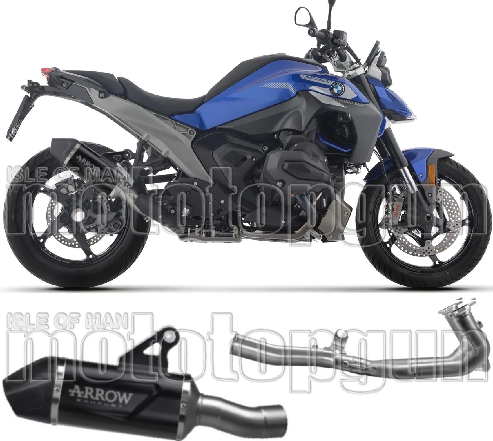 Complete Non-Catalytic Exhaust System With Sound Certification Indy-Race Evo Black Aluminium Carby End Cap - Arrow Special Parts Compatible With Bmw R 1300 (2025-2026)
