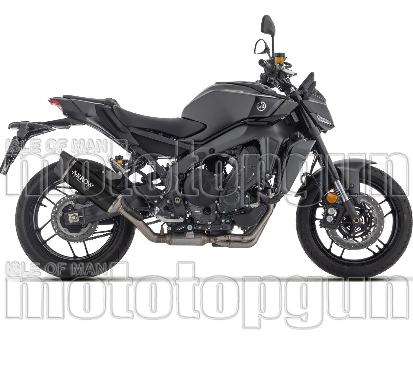 Complete Non-Catalytic Exhaust System With Sound Certification Indy-Race Evo Black Aluminium Carby End Cap - Arrow Special Parts Compatible With Yamaha Mt-09 35Kw (2024-2026)