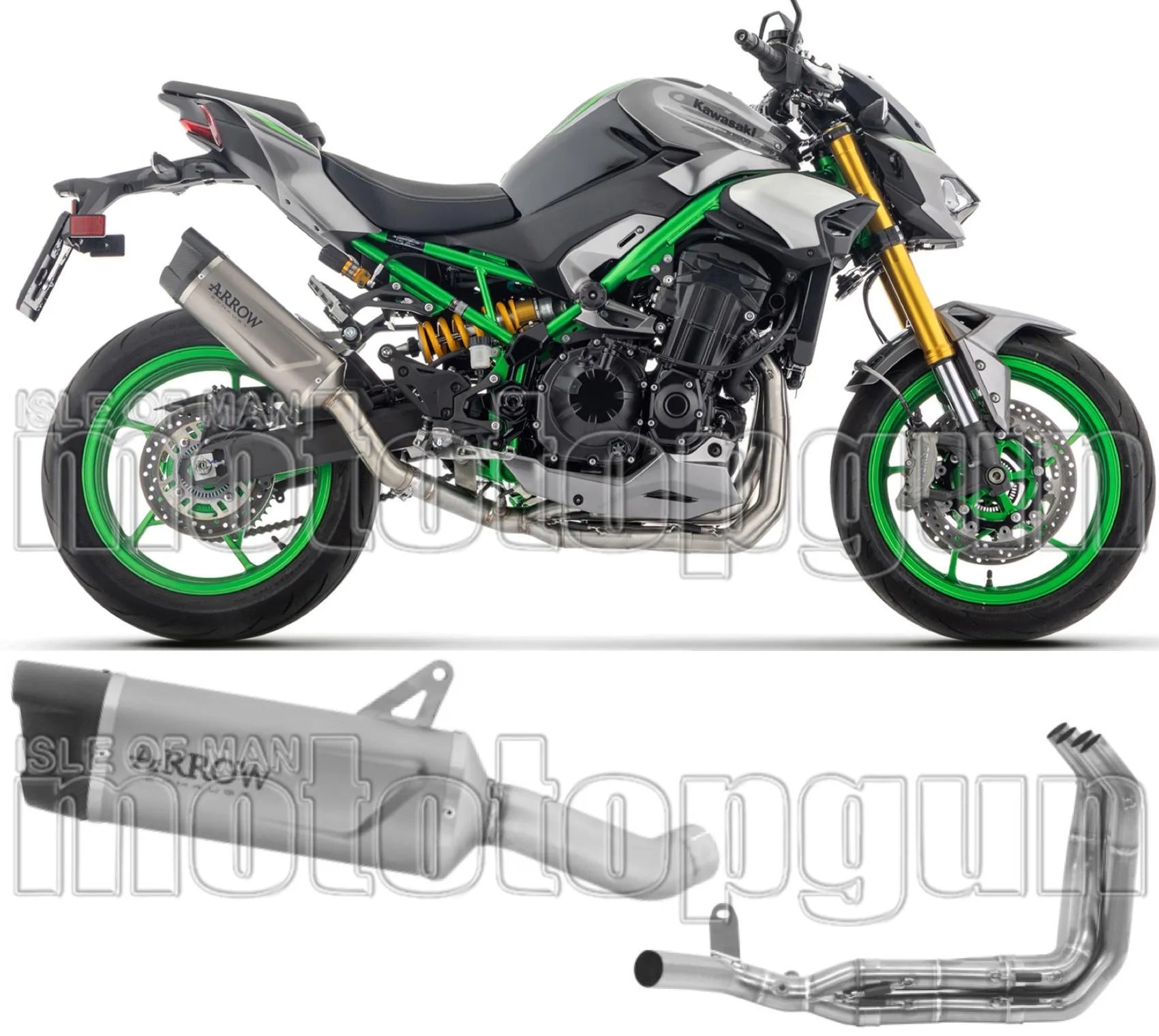 Complete Non-Catalytic Exhaust System With Sound Certification Indy-Race Evo Titanium Carby End Cap - Arrow Special Parts Compatible With Kawasaki Z 900 (2025-2026)