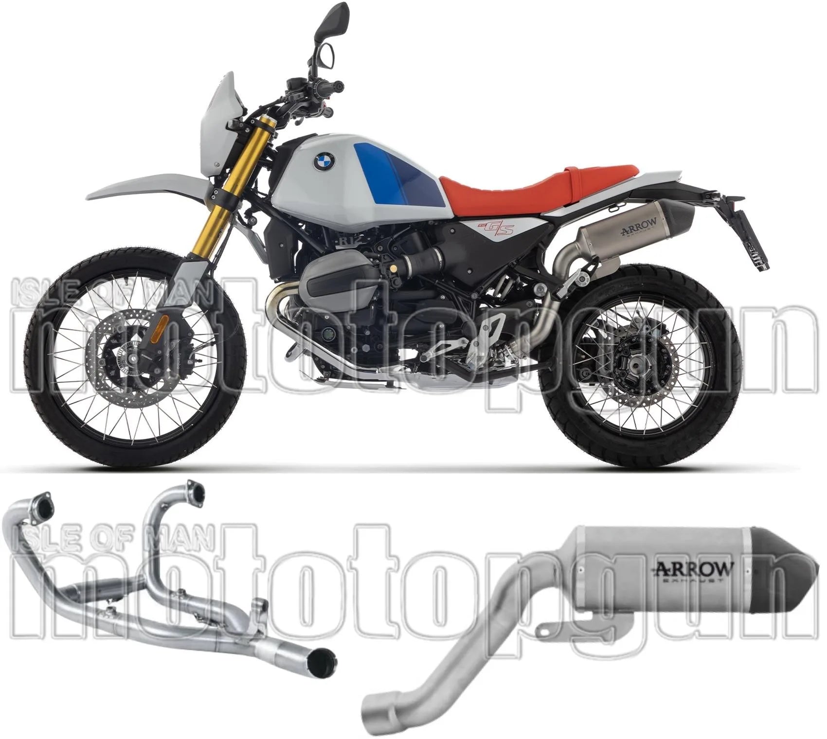 Complete Non-Catalytic Exhaust System With Sound Certification Indy-Race Titanium Carby End Cap - Arrow Special Parts Compatible With Bmw R12 G - S (2025-2026)