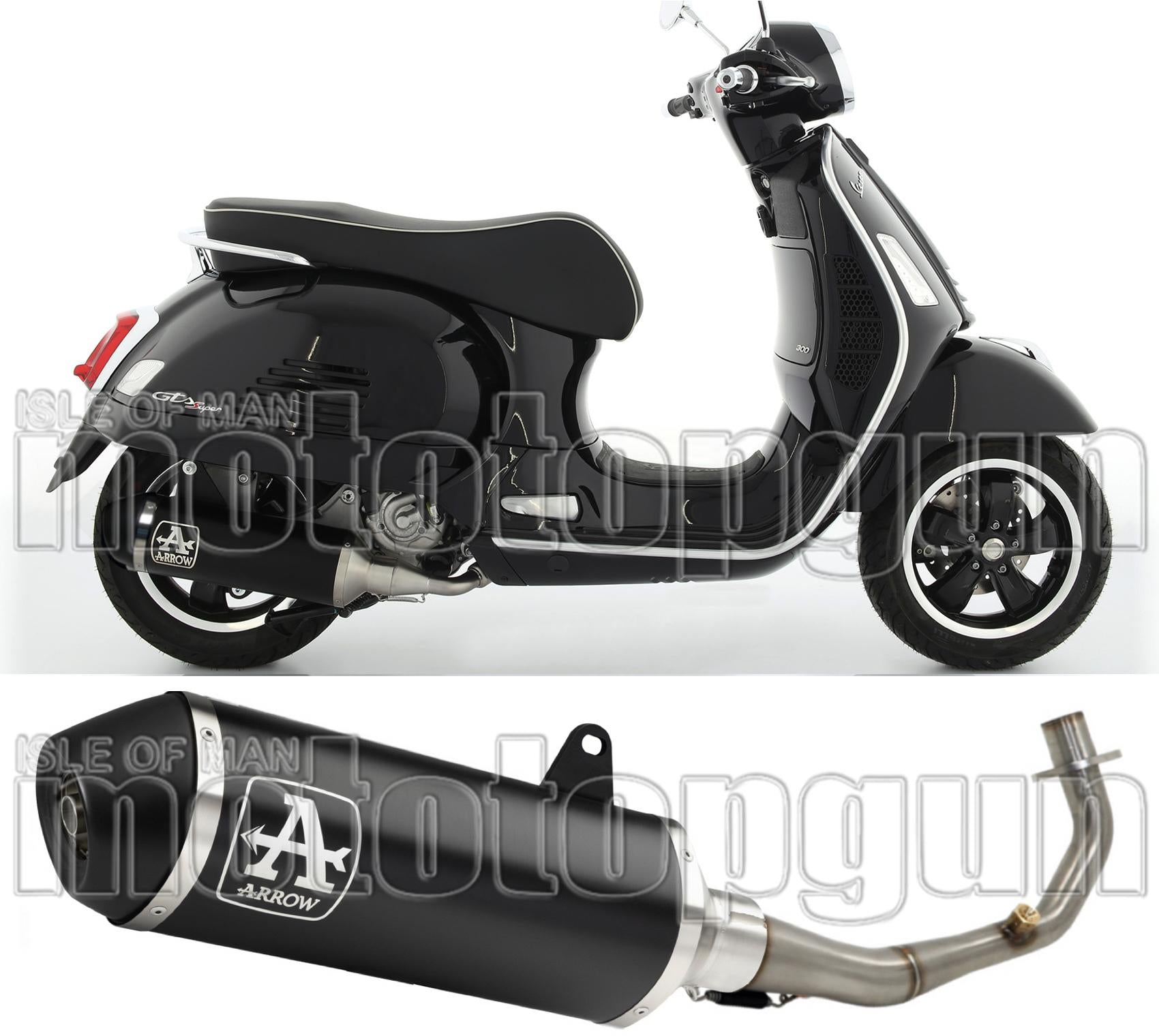 Complete Non-Catalytic Exhaust System With Sound Certification Urban Black Aluminium Black Aluminium - Arrow Special Parts Compatible With Piaggio Vespa Gtv 300 (2023-2024)