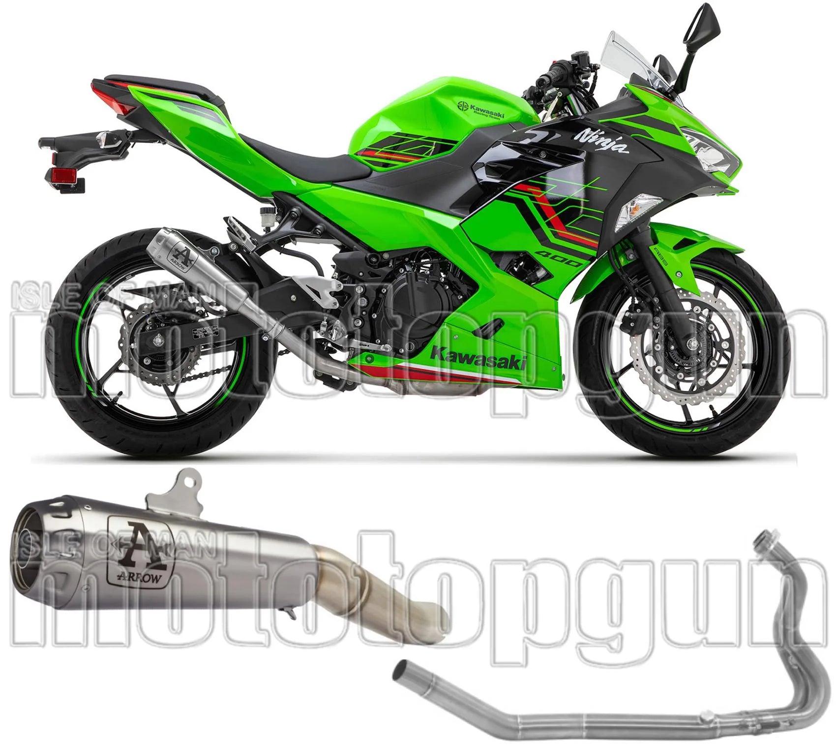 Complete Non-Catalytic Exhaust System With Sound Certification Pro-Race Nichrom Stainless Steel - Arrow Special Parts Compatible With Kawasaki Z 400 (2023)