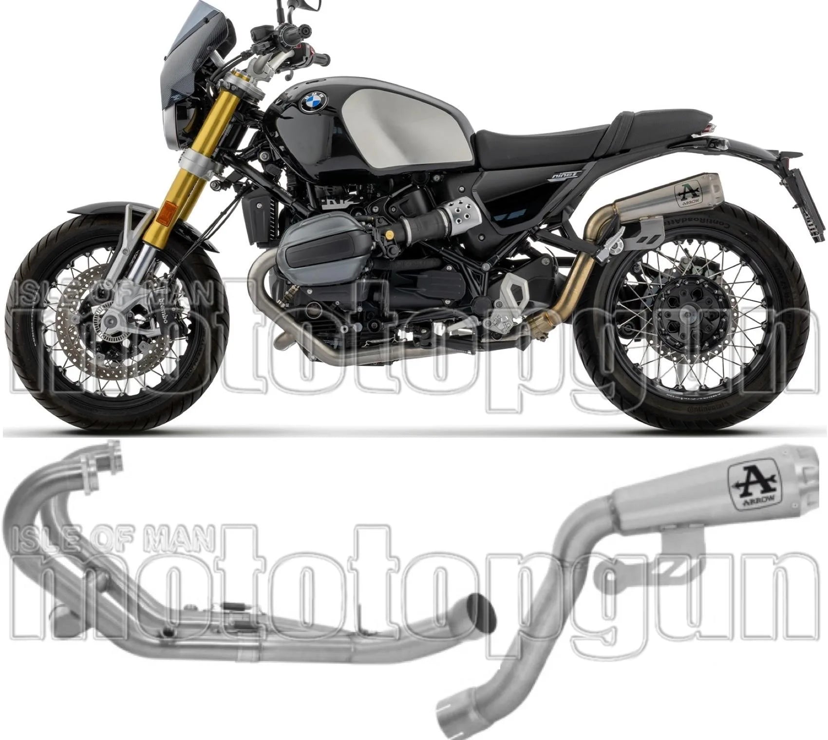 Complete Non-Catalytic Exhaust System With Sound Certification Pro-Race Titanium - Arrow Special Parts Compatible With Bmw R12 Nine T (2024-2026)