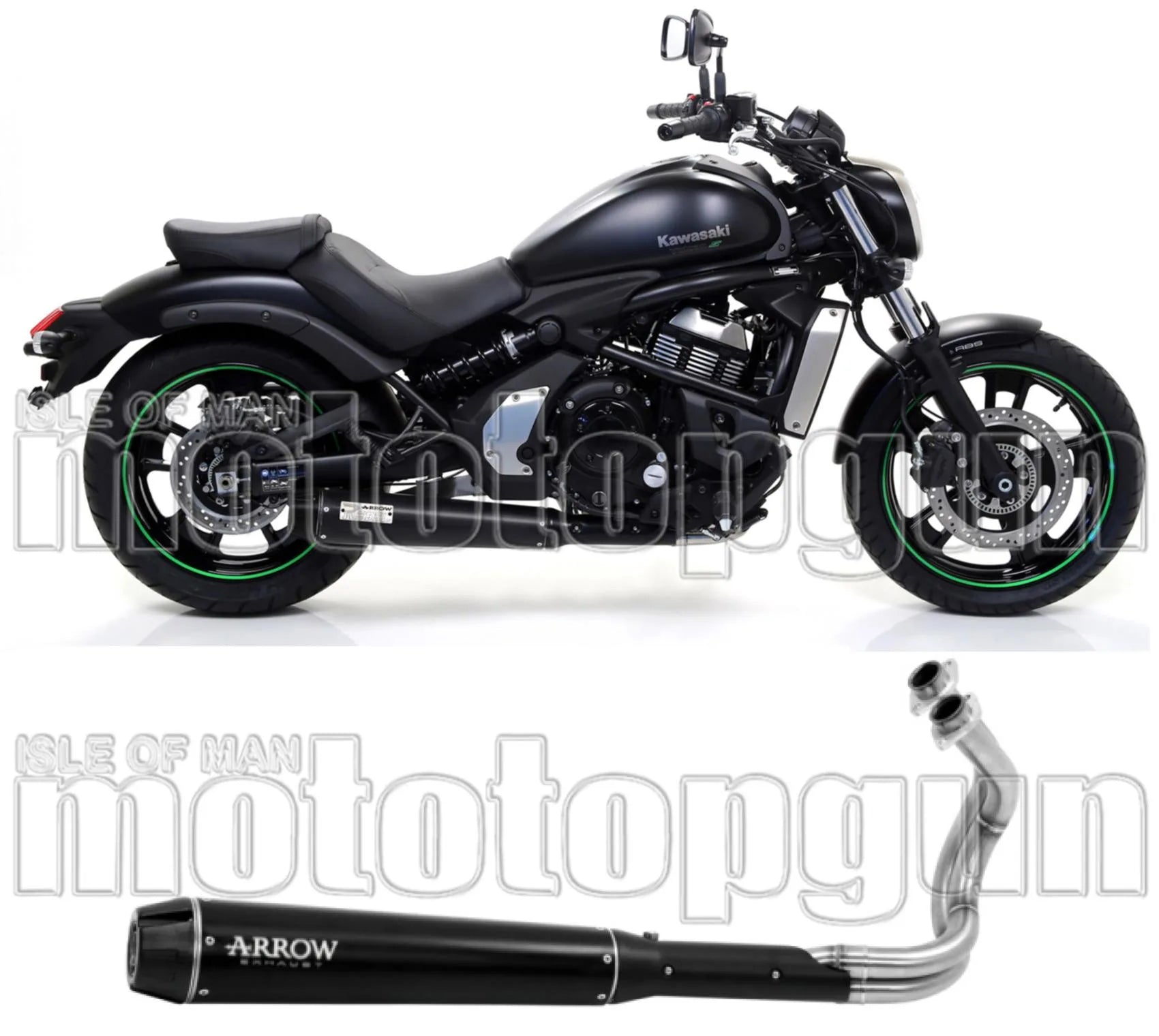 Complete Non-Catalytic Exhaust System With Sound Certification Rebel Black Aluminium Carbon - Arrow Special Parts Compatible With Kawasaki Vulcan 650 S (2021-2024)