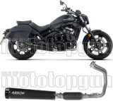 Complete Non-Catalytic Exhaust System With Sound Certification Rebel Black Stainless Steel Steel Black End Cap - Arrow Special Parts Compatible With Kawasaki Vulcan 650 S (2025-2026)
