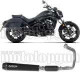 Complete Non-Catalytic Exhaust System With Sound Certification Rebel Black Stainless Steel Carby End Cap - Arrow Special Parts Compatible With Kawasaki Vulcan 650 S (2025-2026)