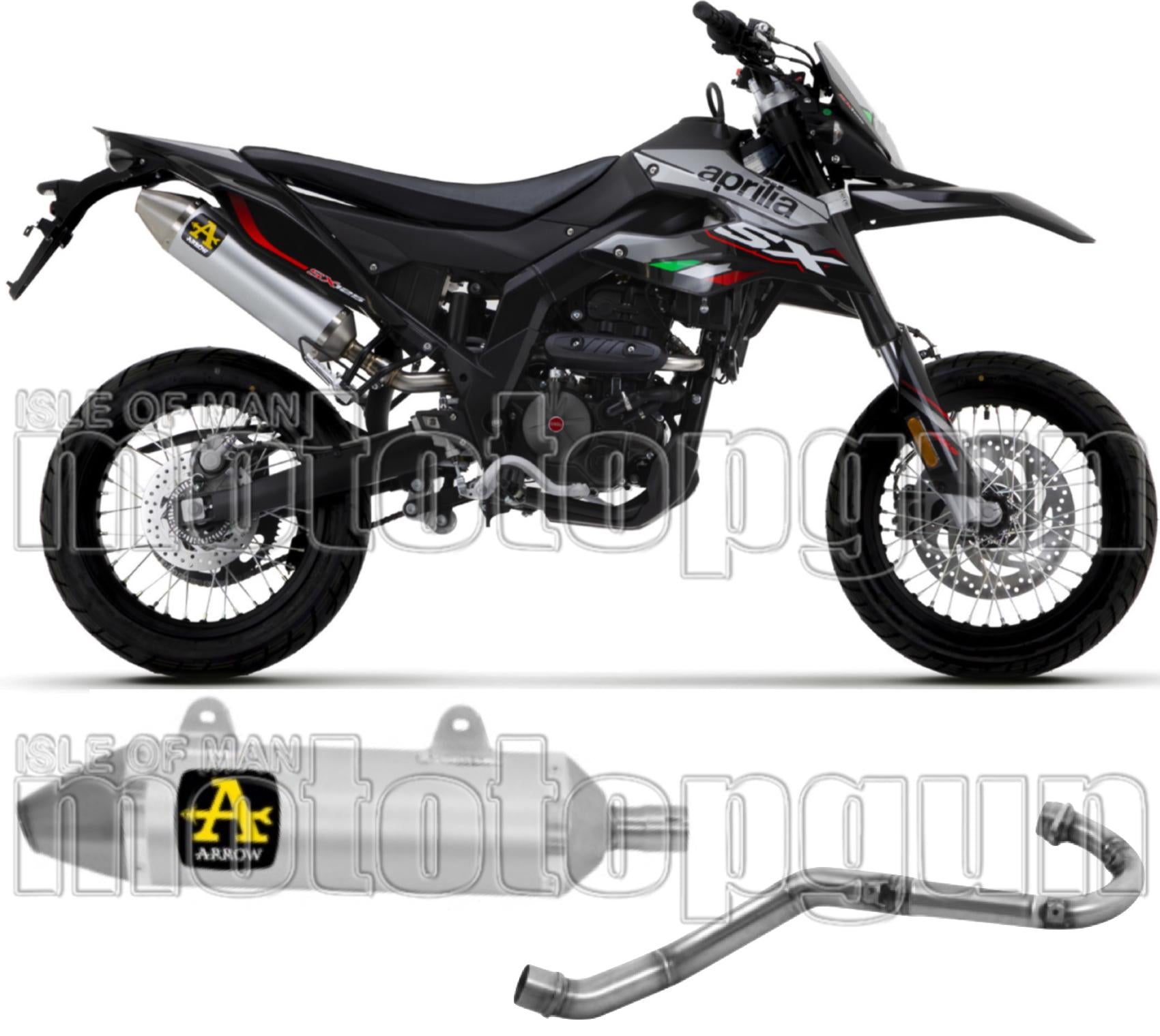 Complete Non-Catalytic Exhaust System With Sound Certification Thunder Aluminium Stainless Steel - Arrow Special Parts Compatible With Aprilia Rx - Sx 125 (2021-2024)