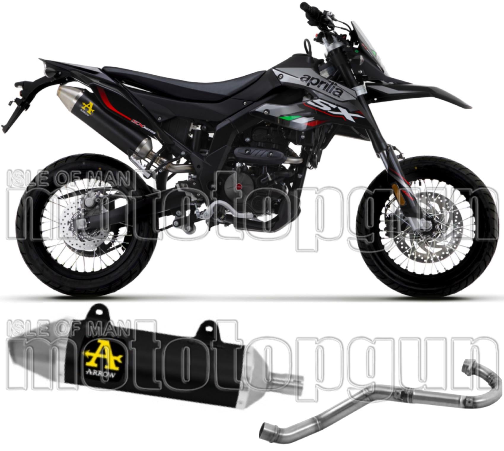 Complete Non-Catalytic Exhaust System With Sound Certification Thunder Black Aluminium Stainless Steel - Arrow Special Parts Compatible With Aprilia Rx - Sx 125 (2021-2024)