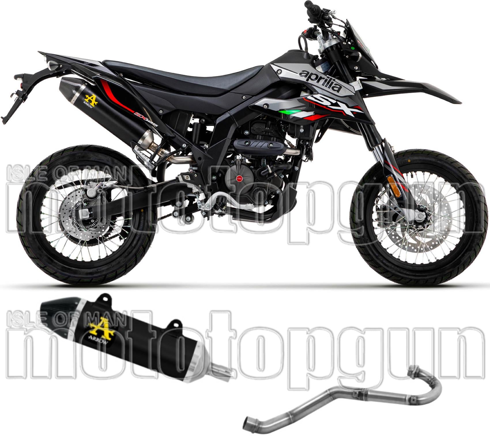 Complete Non-Catalytic Exhaust System With Sound Certification Thunder Black Aluminium Carbon - Arrow Special Parts Compatible With Aprilia Rx - Sx 125 (2021-2024)