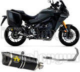 Complete Non-Catalytic Exhaust System With Sound Certification Thunder Black Aluminium Carbon - Arrow Special Parts Compatible With Yamaha Tracer 9 Gt (2021-2024)