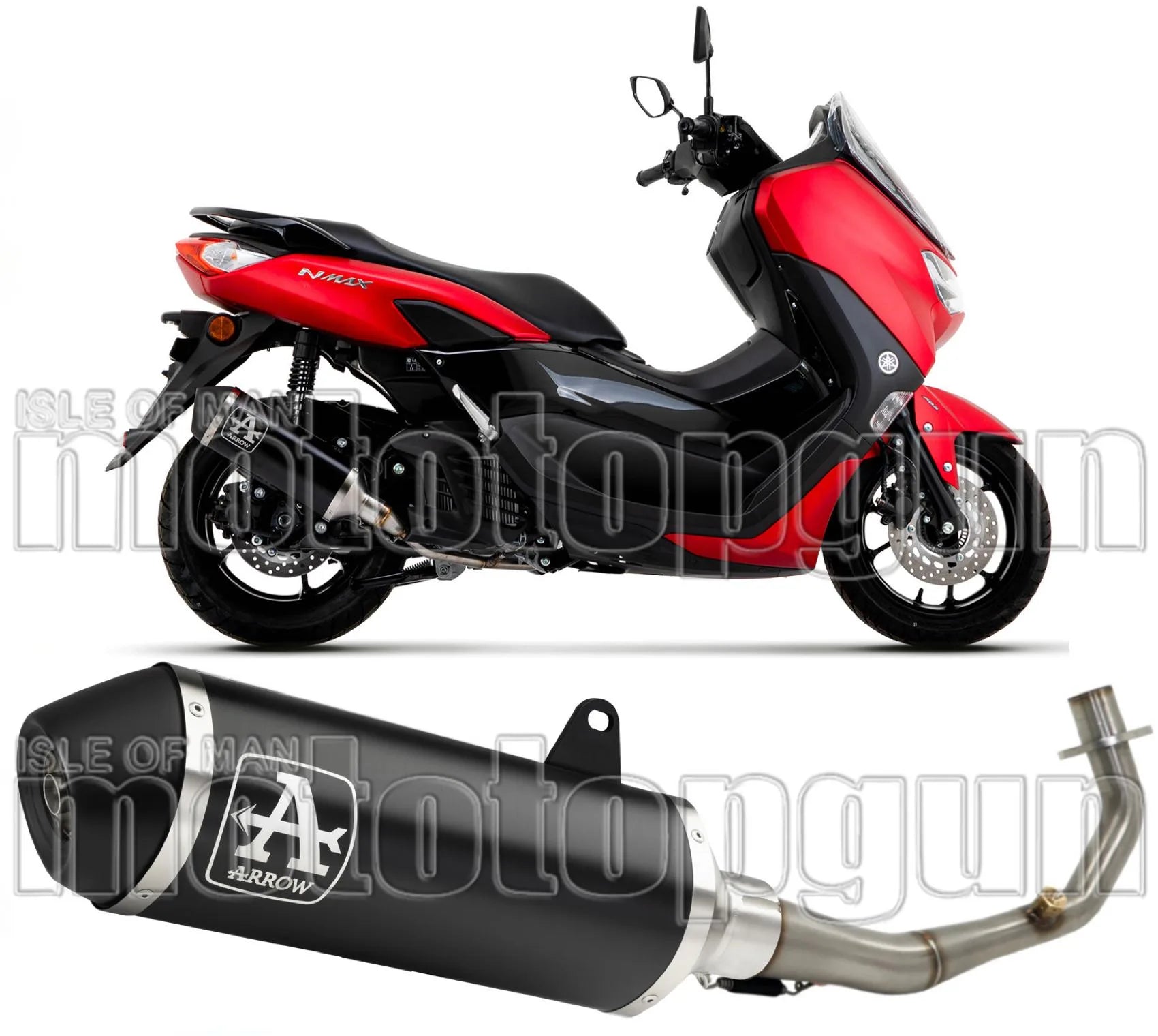Complete Non-Catalytic Exhaust System With Sound Certification Urban Black Aluminium Stainless Steel Black - Arrow Special Parts Compatible With Yamaha N-Max 125 (2021-2024)