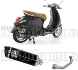 Complete Non-Catalytic Exhaust System With Sound Certification Race-Tech Black Aluminium Carbon - Arrow Special Parts Compatible With Piaggio Vespa Sprint 125 3V (2021-2023)