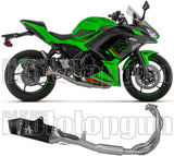 Complete Catalytic Exhaust System With Sound Certification Veloce Black Aluminium Carby End Cap - Arrow Special Parts Compatible With Kawasaki Ninja 650 35Kw (2024-2026)
