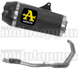 Complete Catalytic Exhaust System With Sound Certification Works Black Nichrom Carbon - Arrow Special Parts Compatible With Yamaha Tracer 9 Gt (2021-2024)