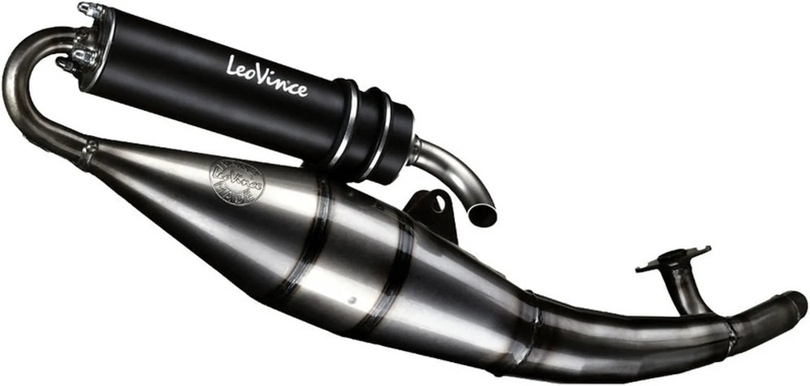 Complete Catalytic Exhaust System With Sound Certification Hand Made Tt Aluminum - Leovince Compatible With Malaguti F12 Phantom Kat Air - Liquid (1999)