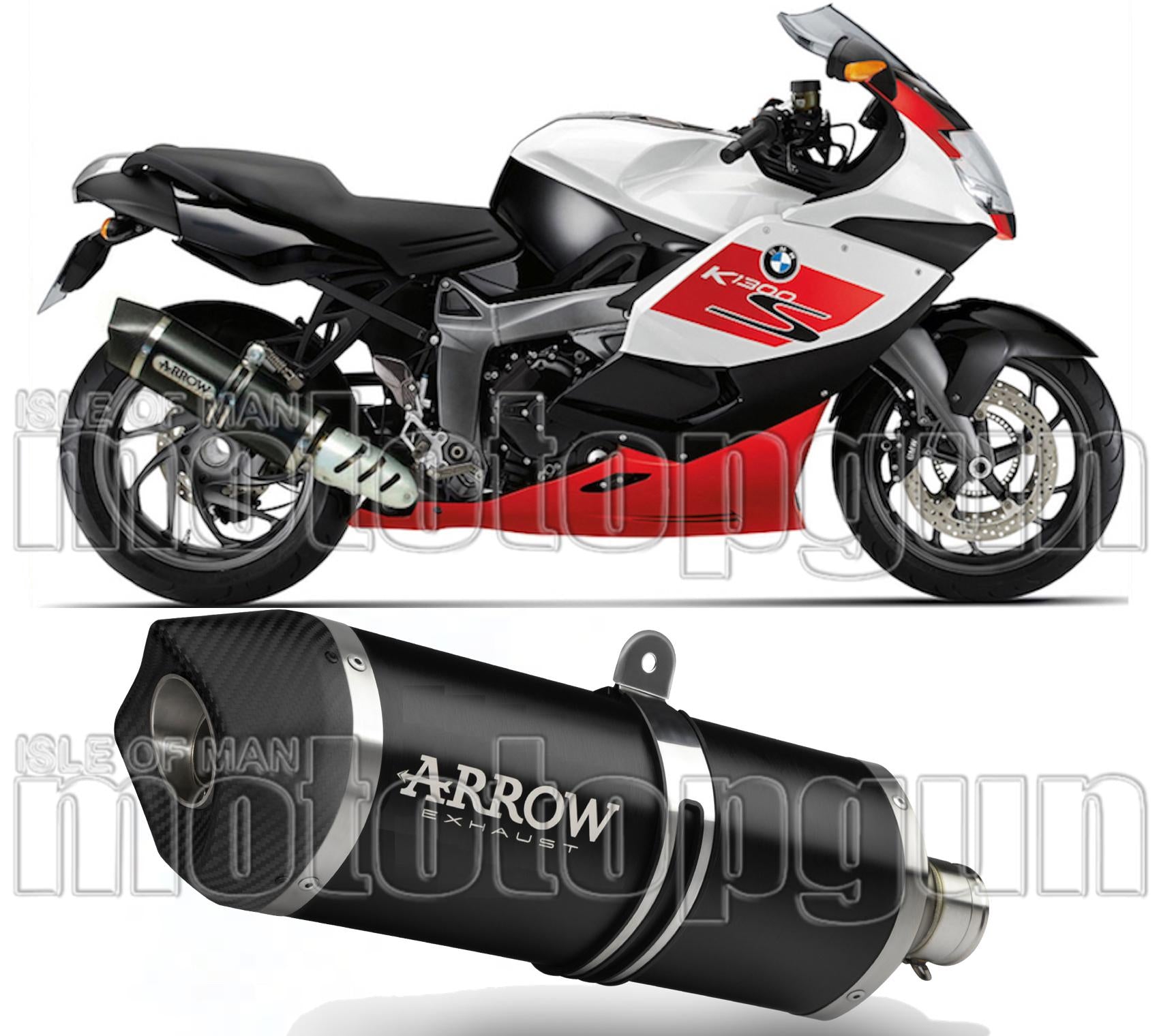 Catalytic Exhaust Tip With Sound Certification Maxi Race-Tech Black Aluminium Carbon - Arrow Special Parts Compatible With Bmw K 1300 S (2012-2016)