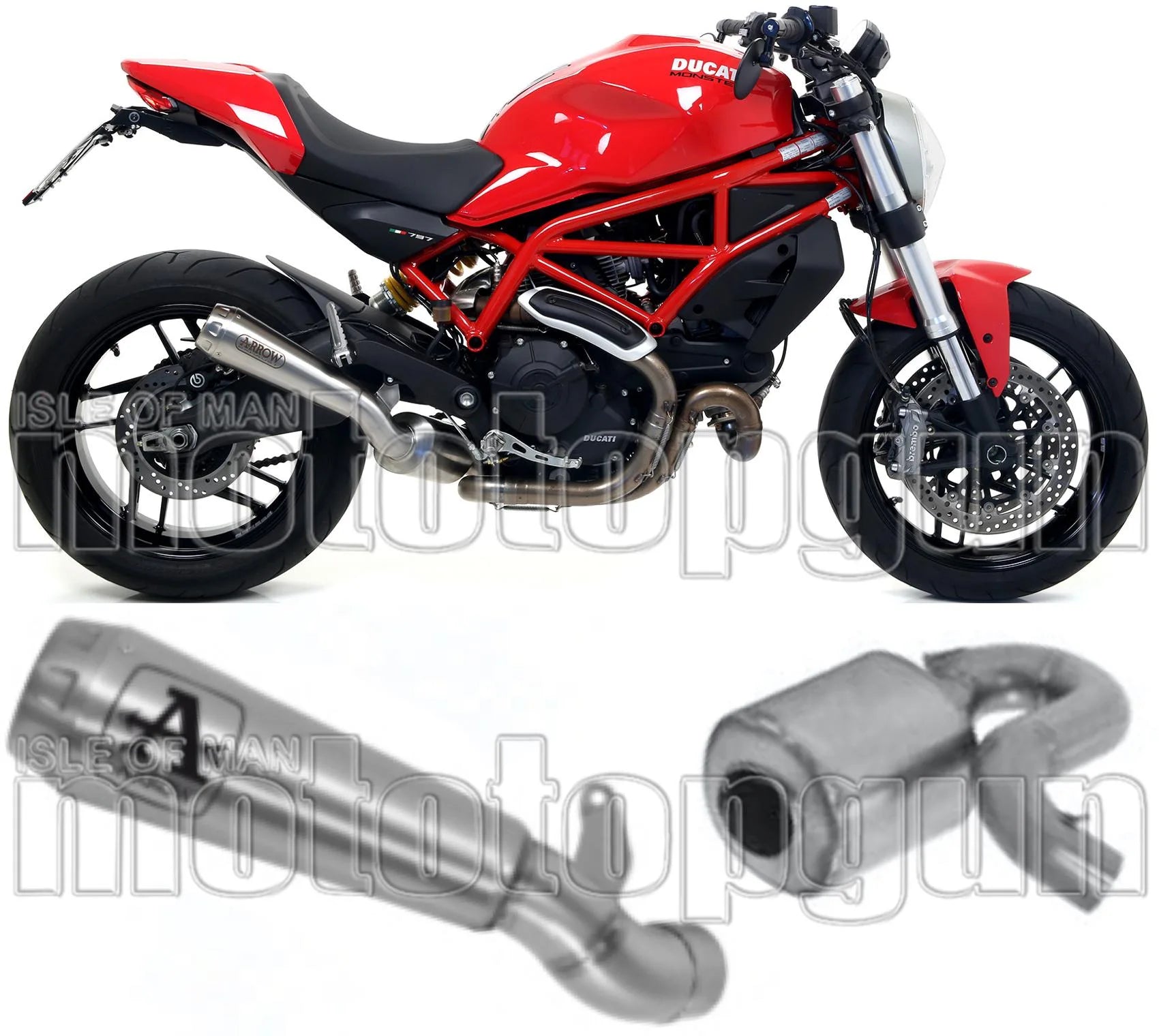 Catalytic Exhaust Tip With Sound Certification Pro-Race Nichrom Stainless Steel - Arrow Special Parts Compatible With Ducati Scrambler 800 (2017-2020)