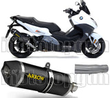 Catalytic Exhaust Tip With Sound Certification Race-Tech Black Aluminium Carbon - Arrow Special Parts Compatible With Bmw C 650 Sport (2016-2020)