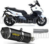 Catalytic Exhaust Tip With Sound Certification Race-Tech Black Aluminium Carbon - Arrow Special Parts Compatible With Bmw C 650 Sport (2016-2020)