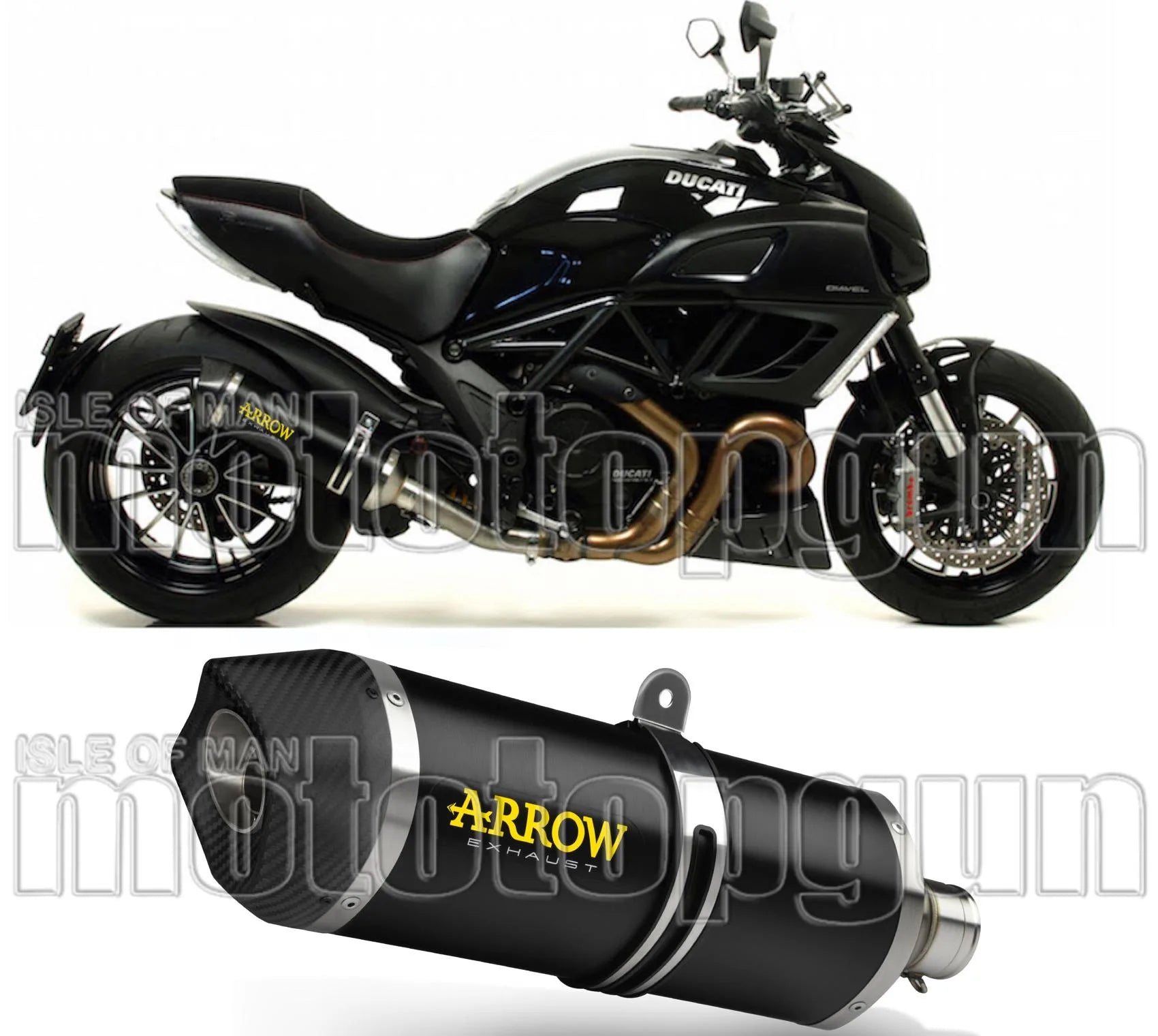 Catalytic Exhaust Tip With Sound Certification Race-Tech Black Aluminium Carbon - Arrow Special Parts Compatible With Ducati Monster 1200 (2014-2015)